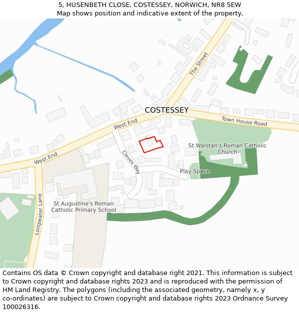 5, HUSENBETH CLOSE, COSTESSEY, NORWICH, NR8 5EW: Location map and indicative extent of plot