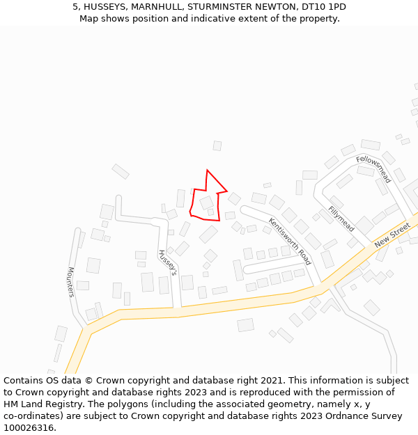 5, HUSSEYS, MARNHULL, STURMINSTER NEWTON, DT10 1PD: Location map and indicative extent of plot