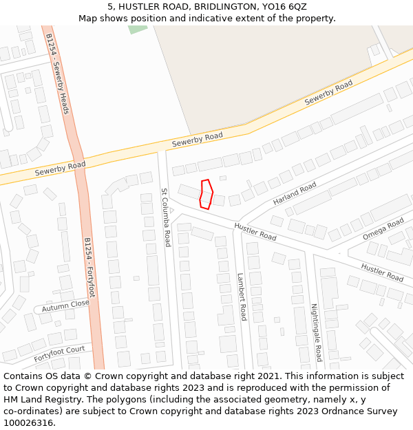 5, HUSTLER ROAD, BRIDLINGTON, YO16 6QZ: Location map and indicative extent of plot