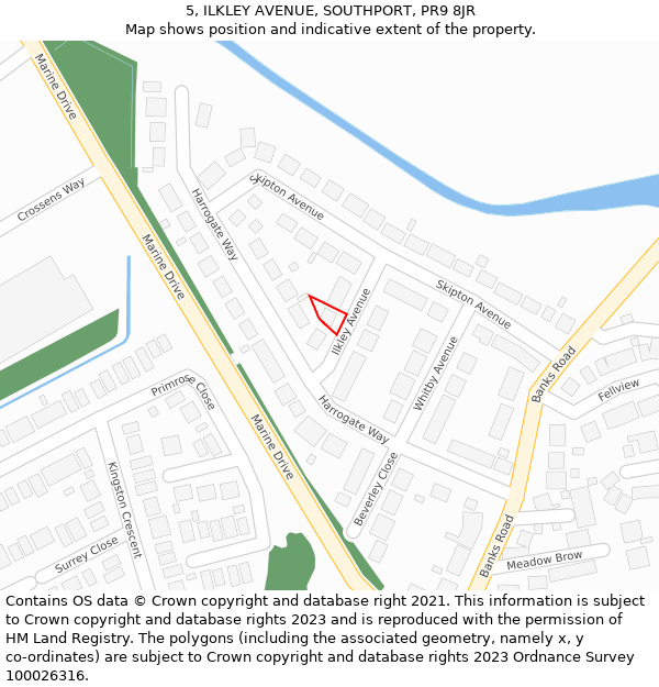 5, ILKLEY AVENUE, SOUTHPORT, PR9 8JR: Location map and indicative extent of plot