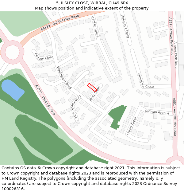 5, ILSLEY CLOSE, WIRRAL, CH49 6PX: Location map and indicative extent of plot