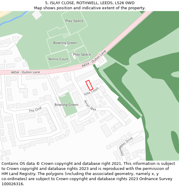 5, ISLAY CLOSE, ROTHWELL, LEEDS, LS26 0WD: Location map and indicative extent of plot