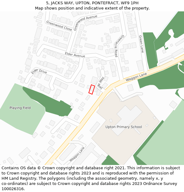 5, JACKS WAY, UPTON, PONTEFRACT, WF9 1PH: Location map and indicative extent of plot