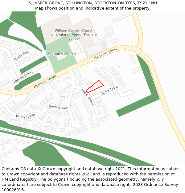 5, JASPER GROVE, STILLINGTON, STOCKTON-ON-TEES, TS21 1NU: Location map and indicative extent of plot