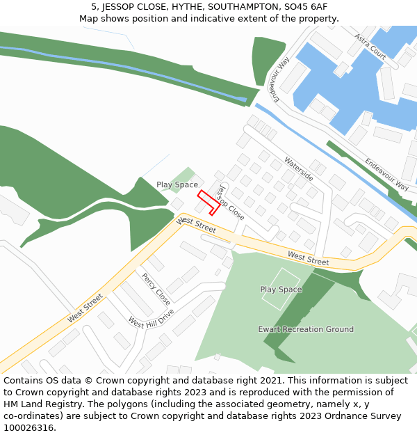 5, JESSOP CLOSE, HYTHE, SOUTHAMPTON, SO45 6AF: Location map and indicative extent of plot