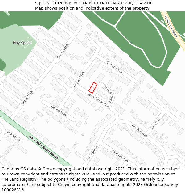 5, JOHN TURNER ROAD, DARLEY DALE, MATLOCK, DE4 2TR: Location map and indicative extent of plot