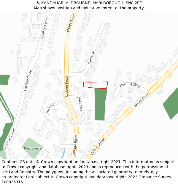 5, KANDAHAR, ALDBOURNE, MARLBOROUGH, SN8 2EE: Location map and indicative extent of plot