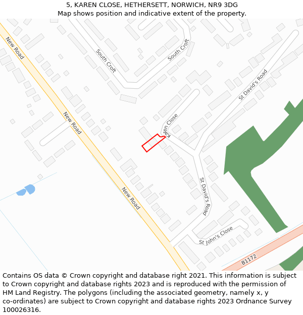 5, KAREN CLOSE, HETHERSETT, NORWICH, NR9 3DG: Location map and indicative extent of plot