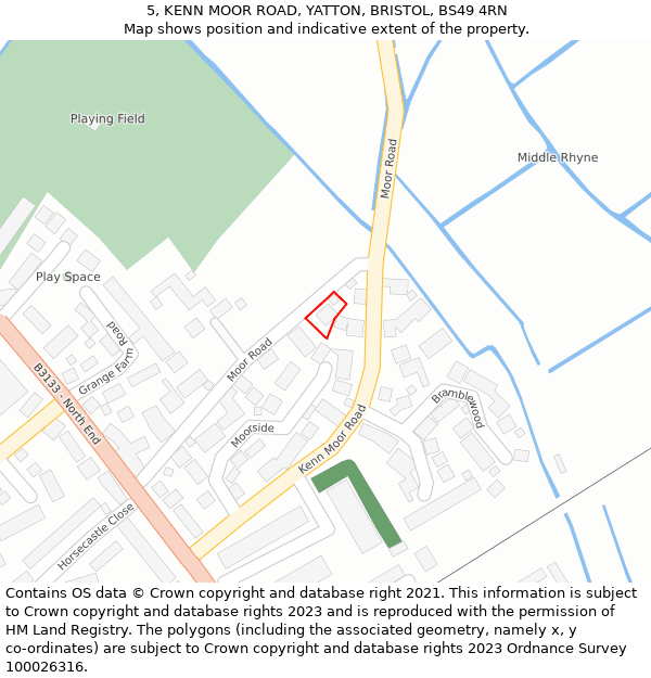 5, KENN MOOR ROAD, YATTON, BRISTOL, BS49 4RN: Location map and indicative extent of plot
