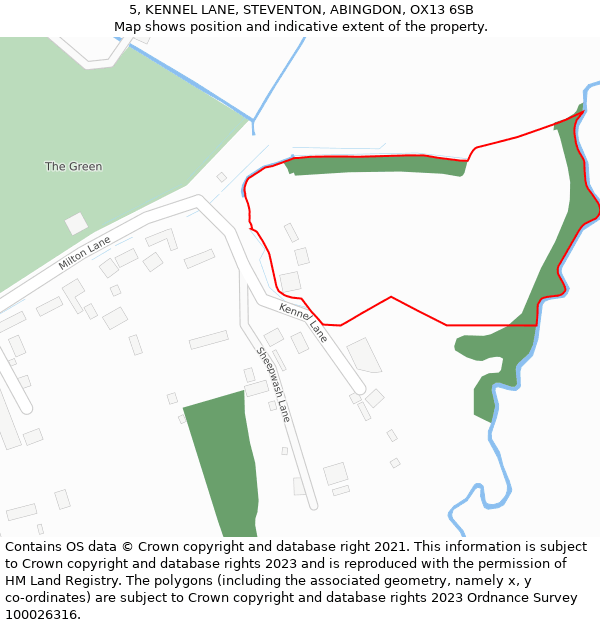 5, KENNEL LANE, STEVENTON, ABINGDON, OX13 6SB: Location map and indicative extent of plot