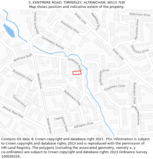 5, KENTMERE ROAD, TIMPERLEY, ALTRINCHAM, WA15 7LW: Location map and indicative extent of plot