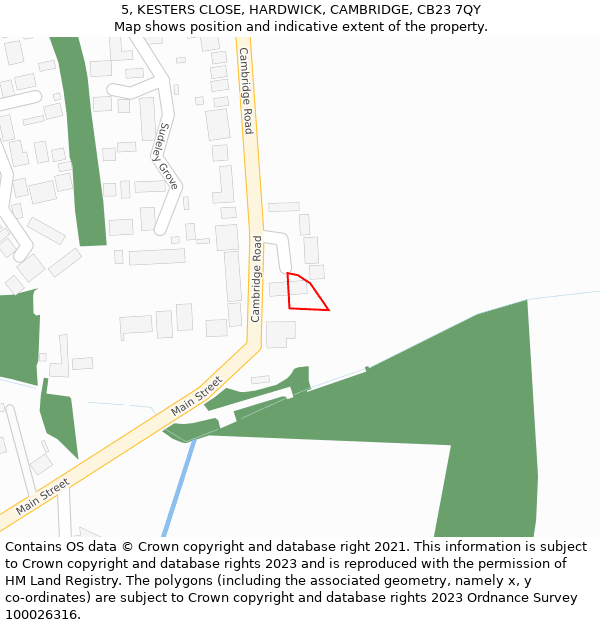 5, KESTERS CLOSE, HARDWICK, CAMBRIDGE, CB23 7QY: Location map and indicative extent of plot