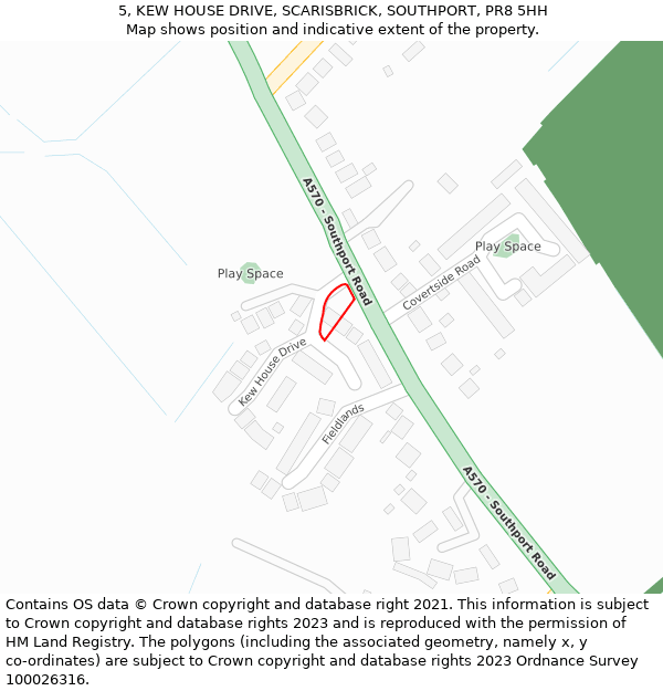 5, KEW HOUSE DRIVE, SCARISBRICK, SOUTHPORT, PR8 5HH: Location map and indicative extent of plot