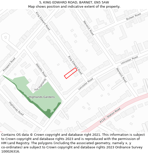 5, KING EDWARD ROAD, BARNET, EN5 5AW: Location map and indicative extent of plot