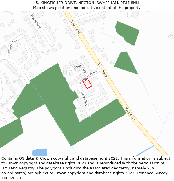 5, KINGFISHER DRIVE, NECTON, SWAFFHAM, PE37 8NN: Location map and indicative extent of plot
