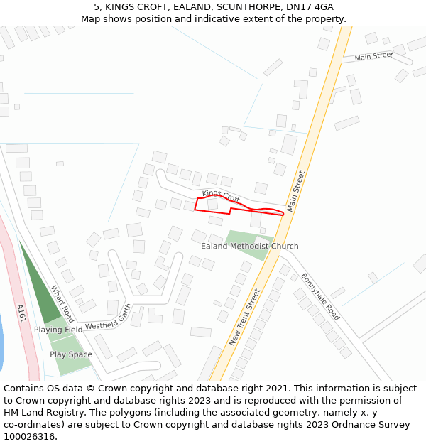 5, KINGS CROFT, EALAND, SCUNTHORPE, DN17 4GA: Location map and indicative extent of plot