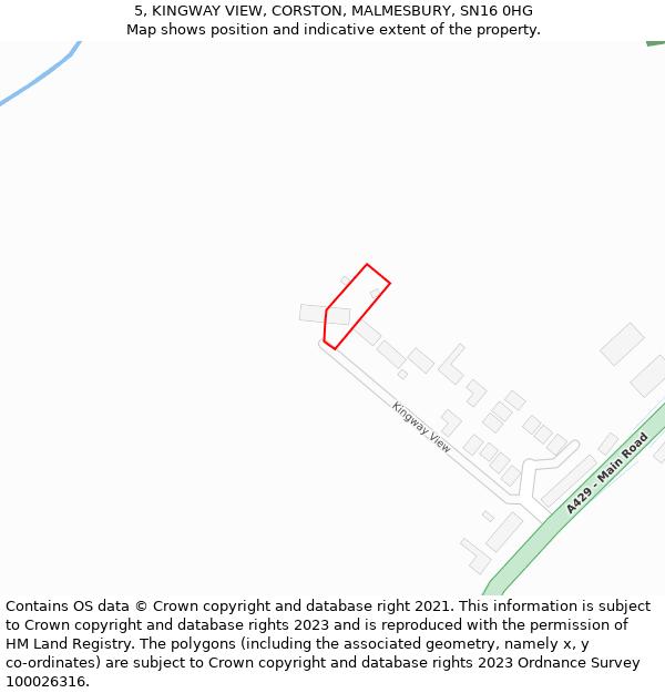 5, KINGWAY VIEW, CORSTON, MALMESBURY, SN16 0HG: Location map and indicative extent of plot