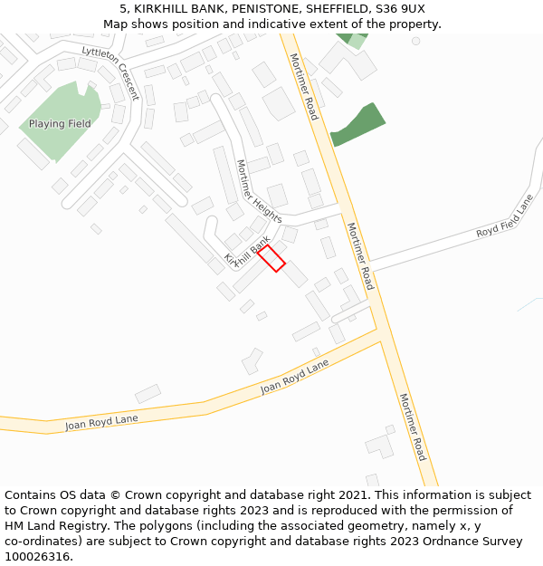 5, KIRKHILL BANK, PENISTONE, SHEFFIELD, S36 9UX: Location map and indicative extent of plot