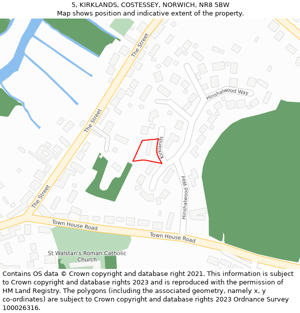 5, KIRKLANDS, COSTESSEY, NORWICH, NR8 5BW: Location map and indicative extent of plot