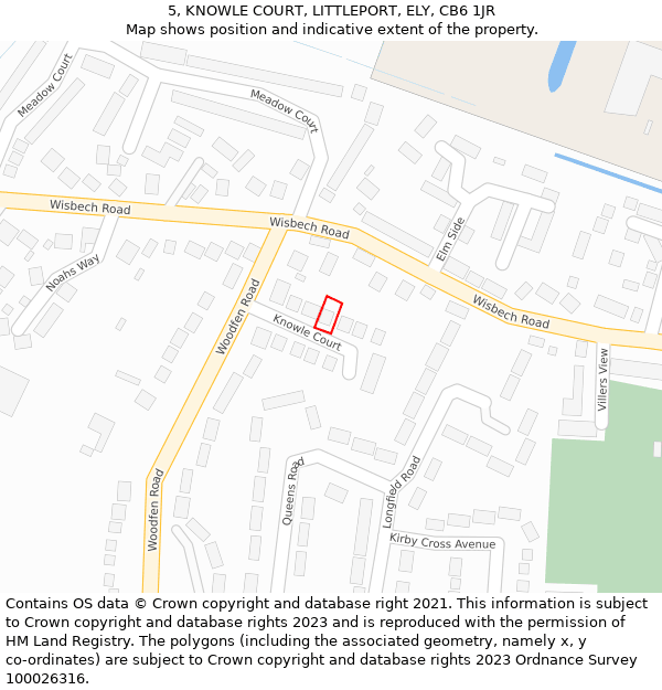 5, KNOWLE COURT, LITTLEPORT, ELY, CB6 1JR: Location map and indicative extent of plot