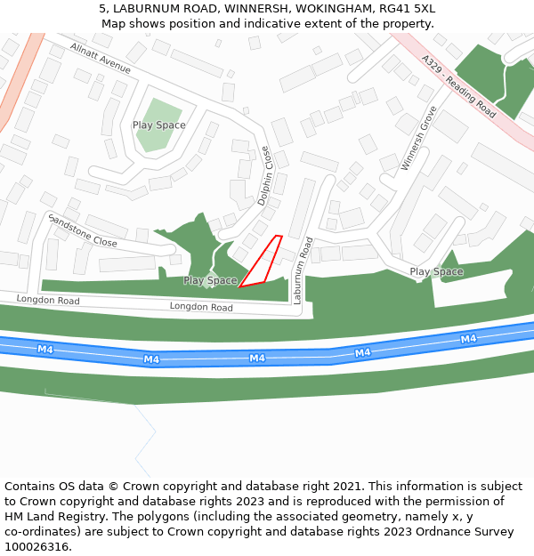 5, LABURNUM ROAD, WINNERSH, WOKINGHAM, RG41 5XL: Location map and indicative extent of plot