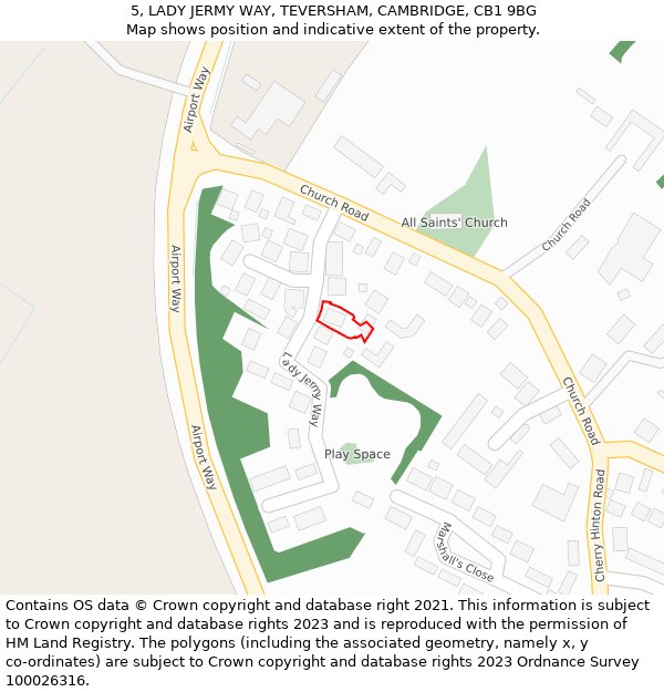 5, LADY JERMY WAY, TEVERSHAM, CAMBRIDGE, CB1 9BG: Location map and indicative extent of plot