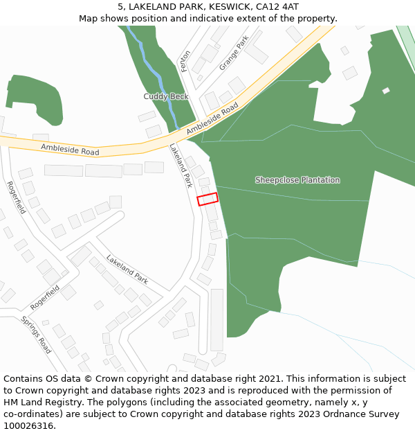 5, LAKELAND PARK, KESWICK, CA12 4AT: Location map and indicative extent of plot