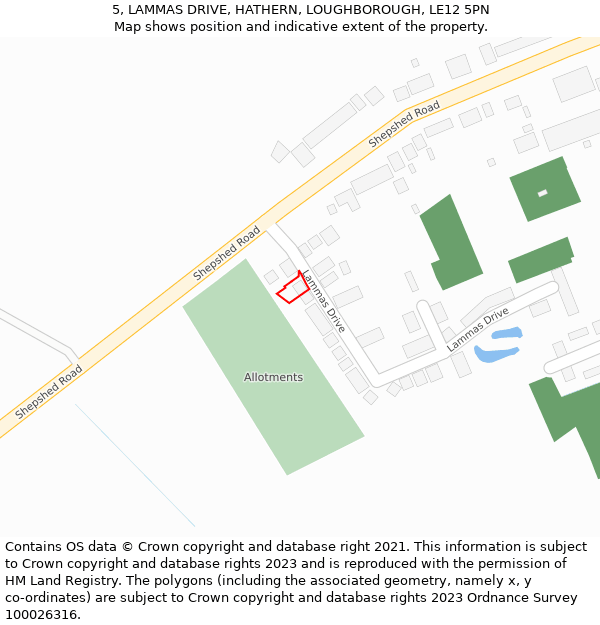 5, LAMMAS DRIVE, HATHERN, LOUGHBOROUGH, LE12 5PN: Location map and indicative extent of plot