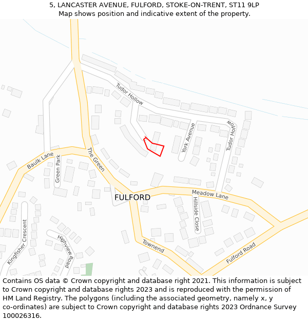 5, LANCASTER AVENUE, FULFORD, STOKE-ON-TRENT, ST11 9LP: Location map and indicative extent of plot