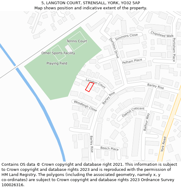 5, LANGTON COURT, STRENSALL, YORK, YO32 5AP: Location map and indicative extent of plot