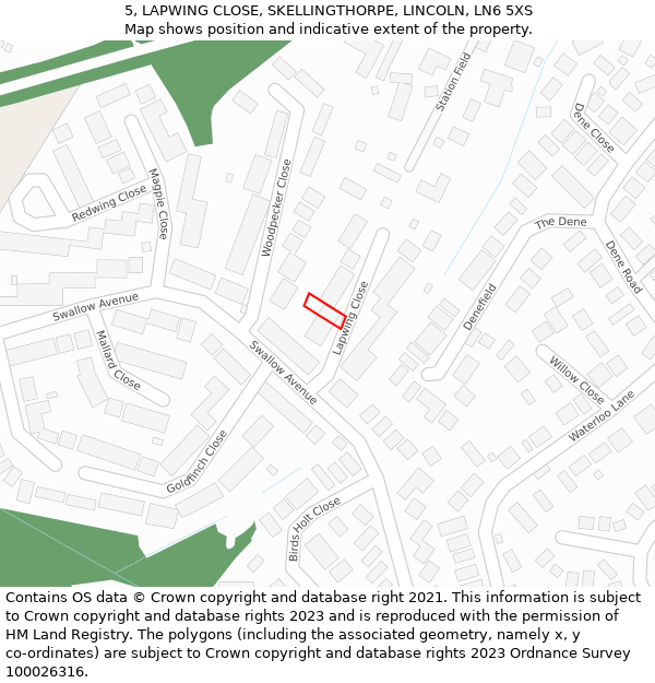 5, LAPWING CLOSE, SKELLINGTHORPE, LINCOLN, LN6 5XS: Location map and indicative extent of plot
