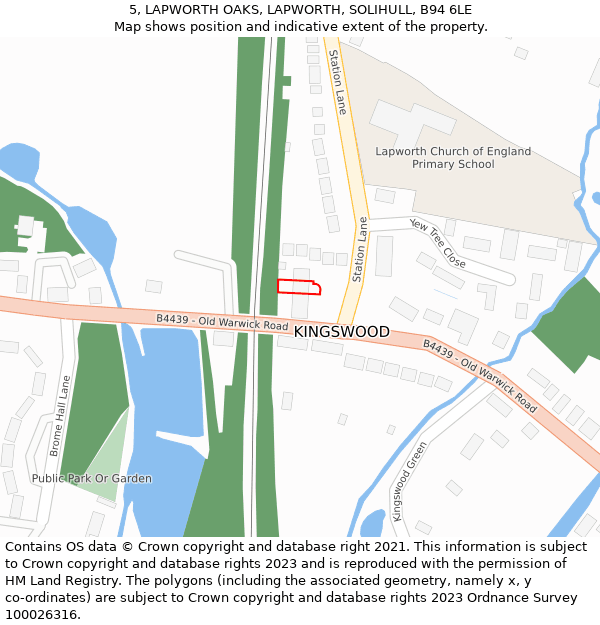 5, LAPWORTH OAKS, LAPWORTH, SOLIHULL, B94 6LE: Location map and indicative extent of plot