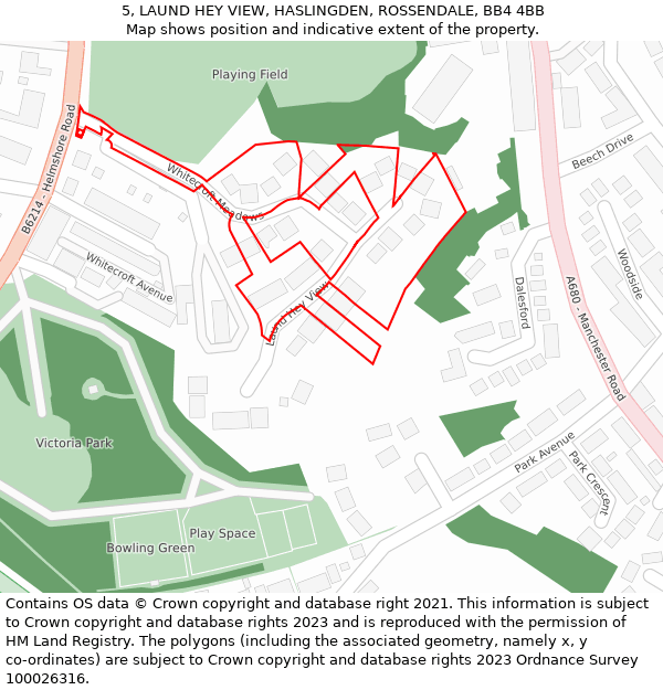 5, LAUND HEY VIEW, HASLINGDEN, ROSSENDALE, BB4 4BB: Location map and indicative extent of plot