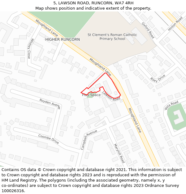5, LAWSON ROAD, RUNCORN, WA7 4RH: Location map and indicative extent of plot