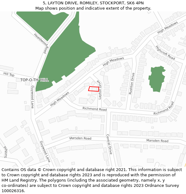 5, LAYTON DRIVE, ROMILEY, STOCKPORT, SK6 4PN: Location map and indicative extent of plot
