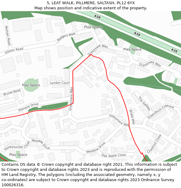 5, LEAT WALK, PILLMERE, SALTASH, PL12 6YX: Location map and indicative extent of plot