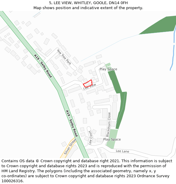 5, LEE VIEW, WHITLEY, GOOLE, DN14 0FH: Location map and indicative extent of plot