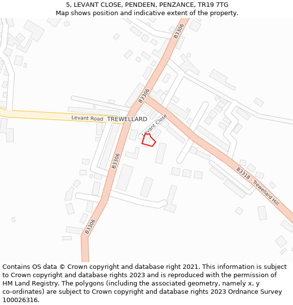 5, LEVANT CLOSE, PENDEEN, PENZANCE, TR19 7TG: Location map and indicative extent of plot