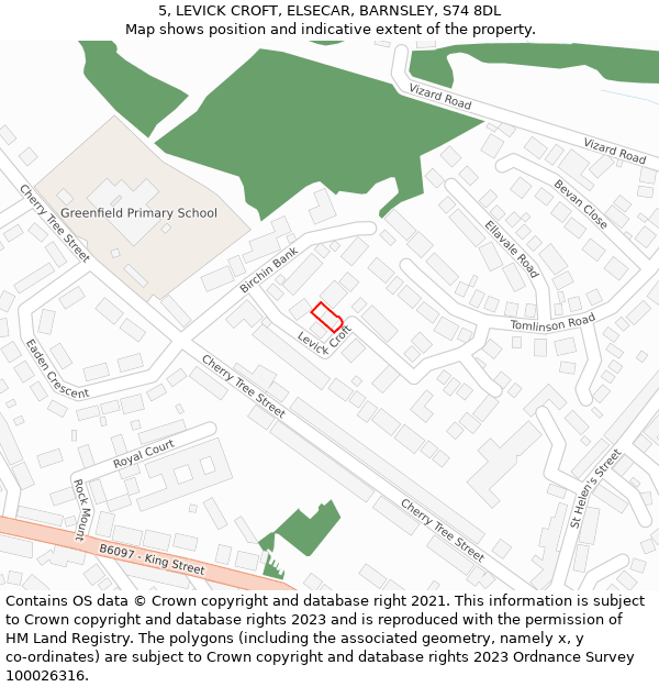 5, LEVICK CROFT, ELSECAR, BARNSLEY, S74 8DL: Location map and indicative extent of plot