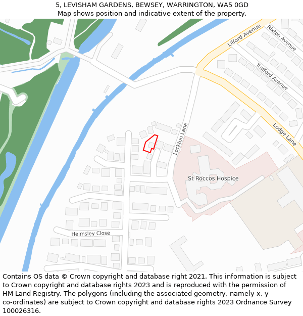 5, LEVISHAM GARDENS, BEWSEY, WARRINGTON, WA5 0GD: Location map and indicative extent of plot