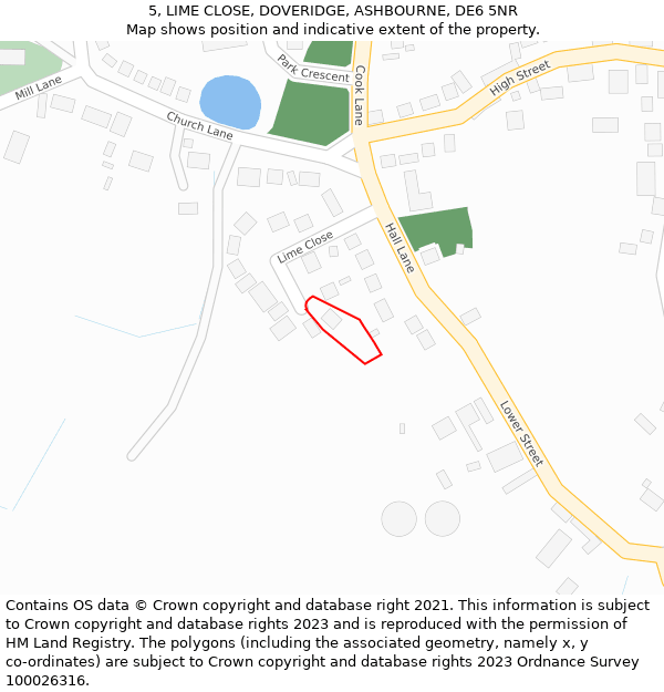 5, LIME CLOSE, DOVERIDGE, ASHBOURNE, DE6 5NR: Location map and indicative extent of plot