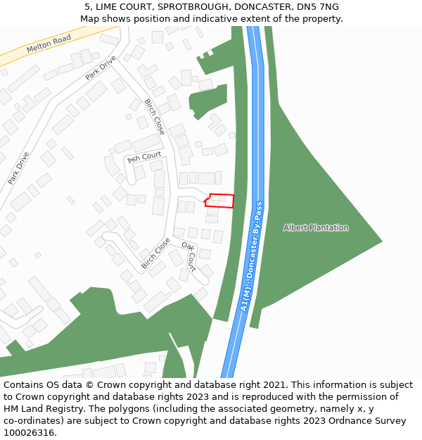 5, LIME COURT, SPROTBROUGH, DONCASTER, DN5 7NG: Location map and indicative extent of plot