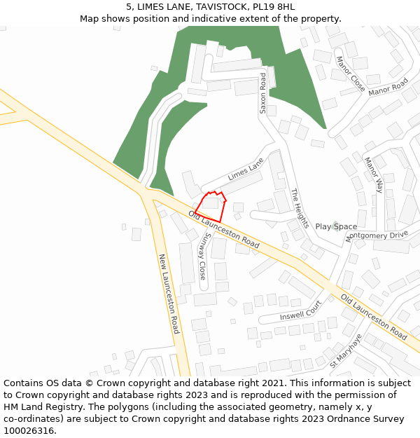5, LIMES LANE, TAVISTOCK, PL19 8HL: Location map and indicative extent of plot