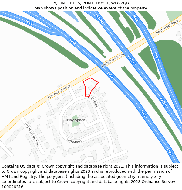 5, LIMETREES, PONTEFRACT, WF8 2QB: Location map and indicative extent of plot