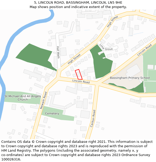 5, LINCOLN ROAD, BASSINGHAM, LINCOLN, LN5 9HE: Location map and indicative extent of plot