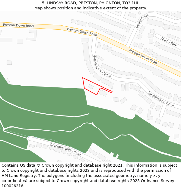 5, LINDSAY ROAD, PRESTON, PAIGNTON, TQ3 1HL: Location map and indicative extent of plot
