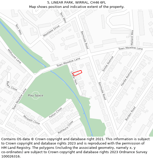 5, LINEAR PARK, WIRRAL, CH46 6FL: Location map and indicative extent of plot