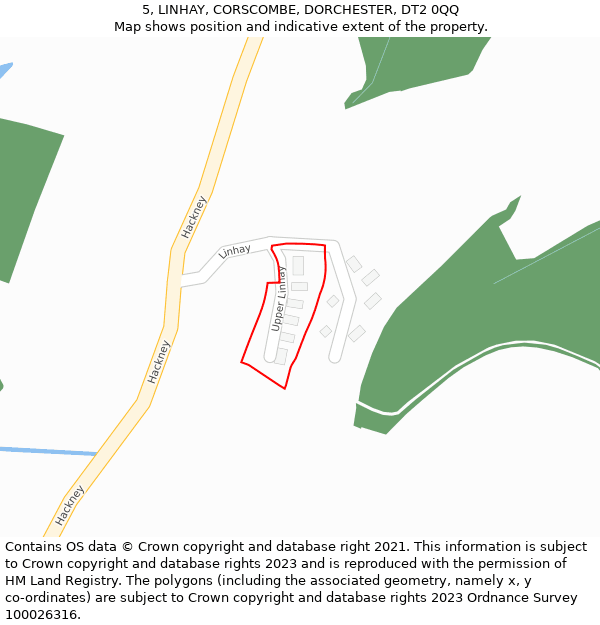 5, LINHAY, CORSCOMBE, DORCHESTER, DT2 0QQ: Location map and indicative extent of plot