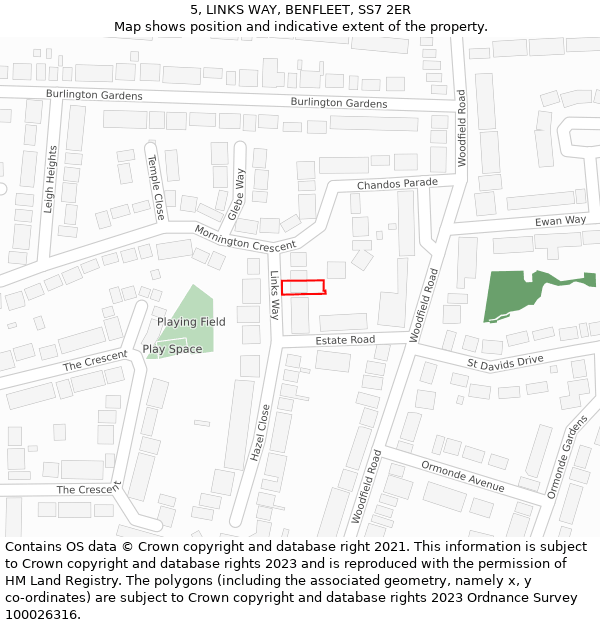 5, LINKS WAY, BENFLEET, SS7 2ER: Location map and indicative extent of plot