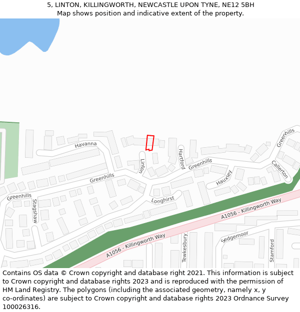 5, LINTON, KILLINGWORTH, NEWCASTLE UPON TYNE, NE12 5BH: Location map and indicative extent of plot